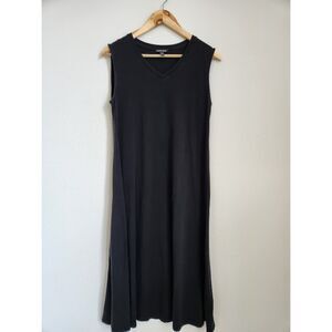 Eileen Fisher Black Sleeveless V-Neck Dress | Size XS/TP